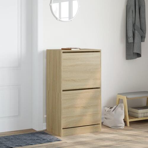 Skoskab med 2 vippeskuffer 60x42x108 cm sonoma-eg