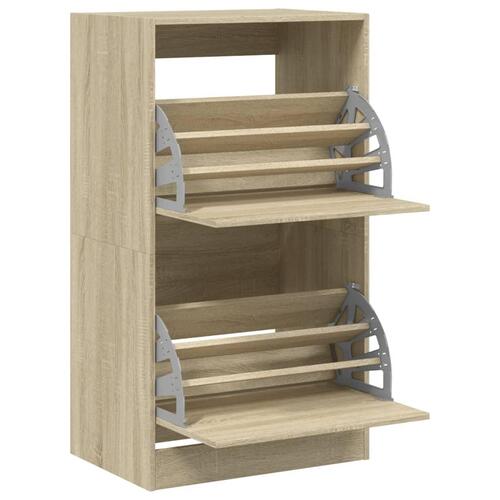 Skoskab med 2 vippeskuffer 60x42x108 cm sonoma-eg