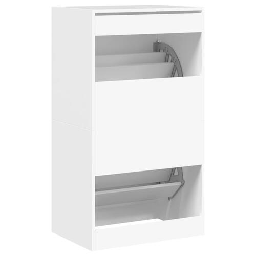 Skoskab med 2 vippeskuffer 60x42x108 cm hvid