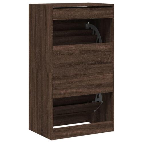 Skoskab med 2 vippeskuffer 60x42x108 cm brun egetræsfarve