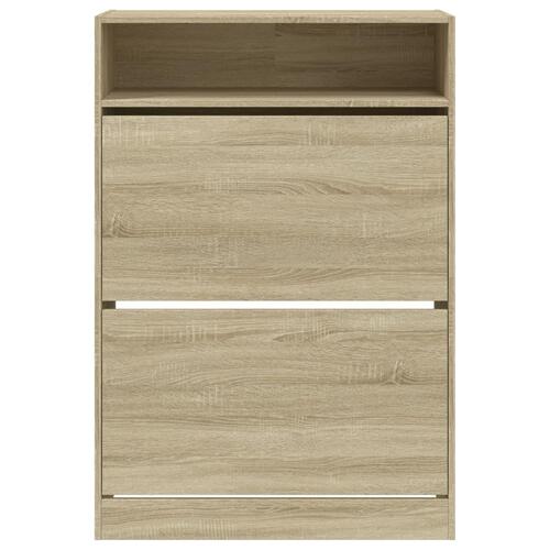 Skoskab med 2 vippeskuffer 80x34x116 cm sonoma-eg