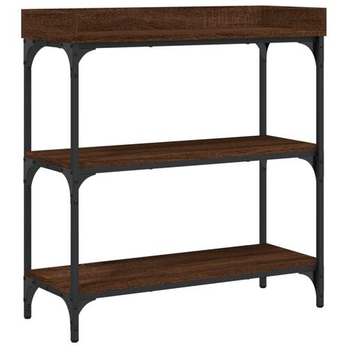 Konsolbord med hylder 75x30x80 cm brun egetræsfarve