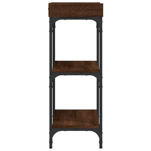 Konsolbord med hylder 75x30x80 cm brun egetræsfarve