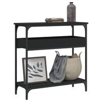 Konsolbord med hylde 75x29x75 cm konstrueret træ sort