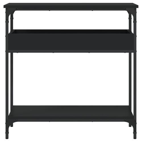 Konsolbord med hylde 75x29x75 cm konstrueret træ sort