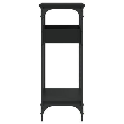 Konsolbord med hylde 75x29x75 cm konstrueret træ sort