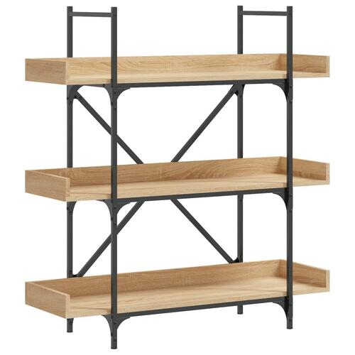 Bogreol med 3 hylder 100x33x108,5 cm konstrueret træ sonoma-eg