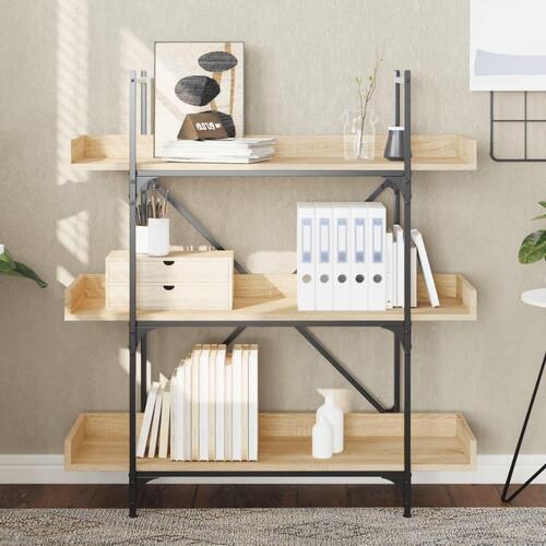 Bogreol med 3 hylder 100x33x108,5 cm konstrueret træ sonoma-eg
