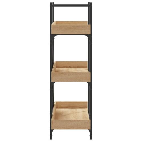 Bogreol med 3 hylder 100x33x108,5 cm konstrueret træ sonoma-eg