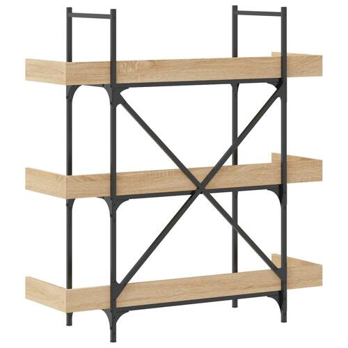 Bogreol med 3 hylder 100x33x108,5 cm konstrueret træ sonoma-eg