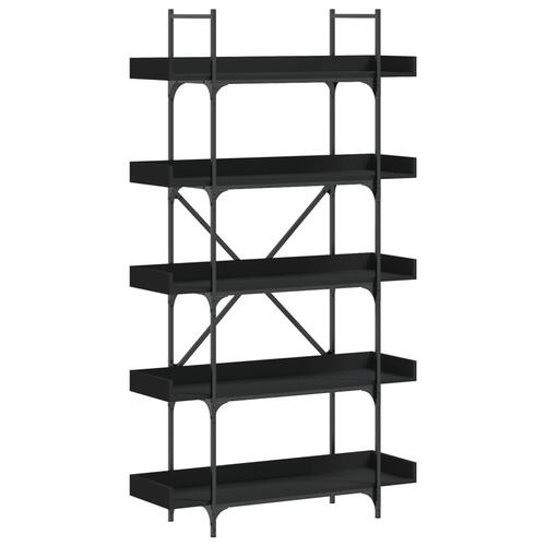 Bogreol med 5 hylder 100x33x180,5 cm konstrueret træ sort