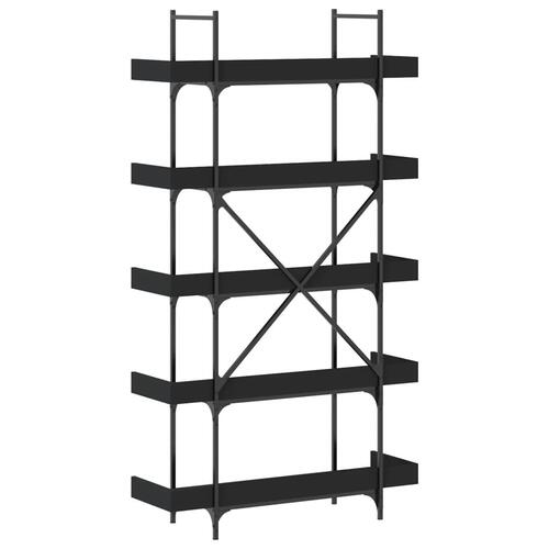 Bogreol med 5 hylder 100x33x180,5 cm konstrueret træ sort