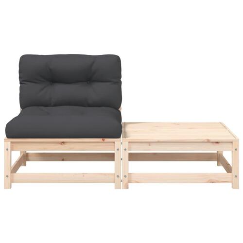 Sofa med hynder og fodskammel uden armlæn