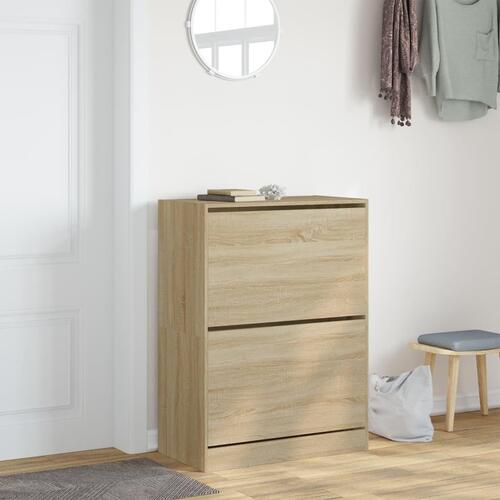 Skoskab med 2 vippeskuffer 80x42x108 cm sonoma-eg