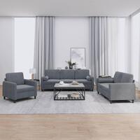 3 personers sofa med puder velour mørkegrå