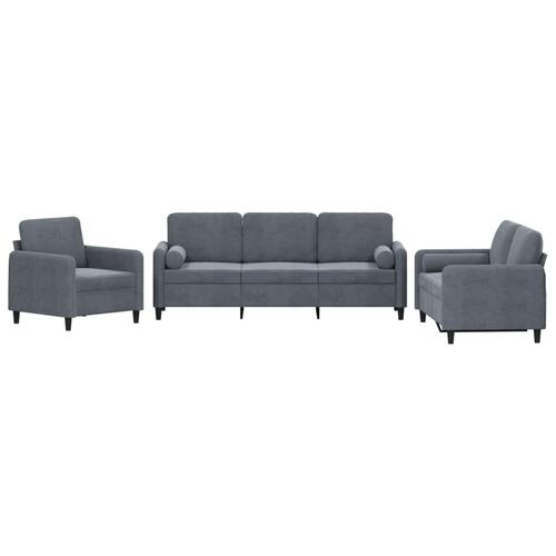 3 personers sofa med puder velour mørkegrå