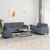 3 personers sofa med puder velour mørkegrå