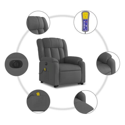 Elektrisk massagestol med løftefunktion stof mørkegrå