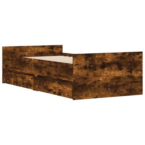 Sengeramme med skuffer 90x200 cm røget egetræsfarve