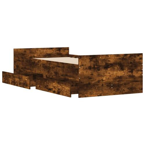 Sengeramme med skuffer 90x200 cm røget egetræsfarve