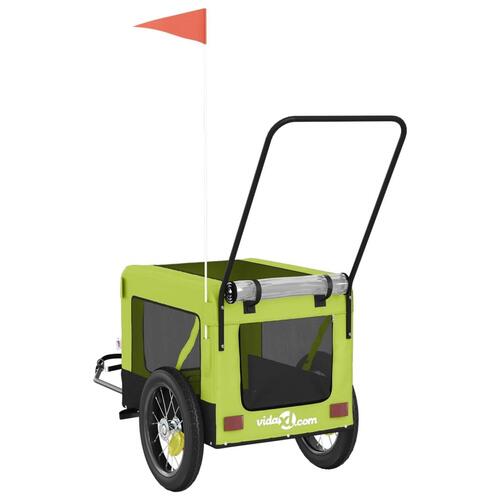Hundetrailer til cykel oxfordstof og jern grøn og sort