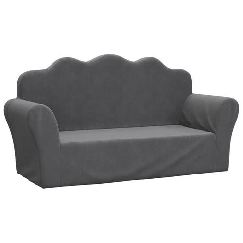2-personers sofa til børn blødt plys antracitgrå