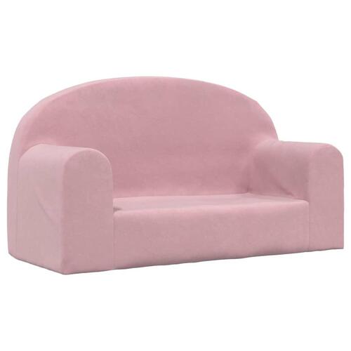 2-personers sofa til børn blødt plys lyserød