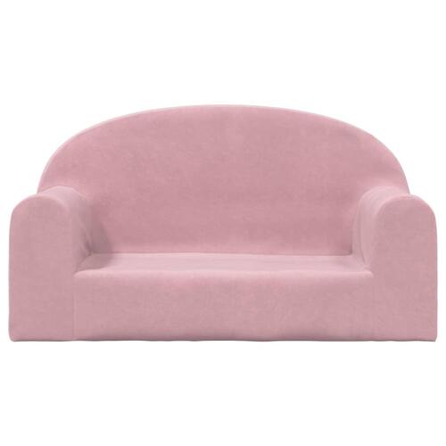 2-personers sofa til børn blødt plys lyserød