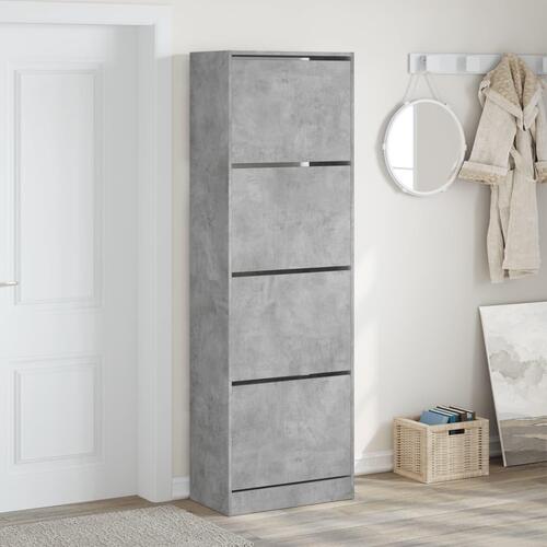 Skoskab med 4 vippeskuffer 60x34x187,5 cm betongrå