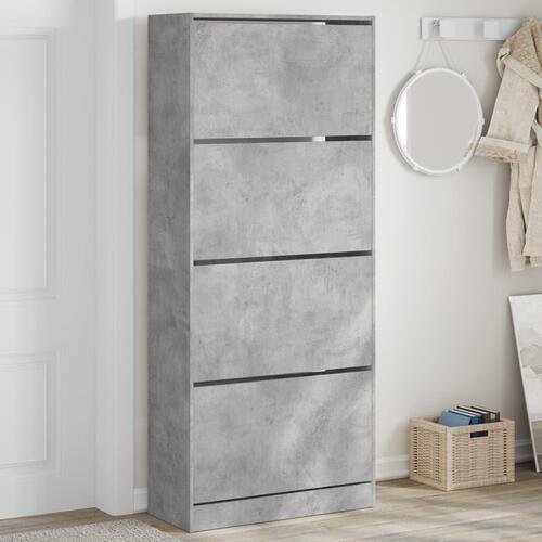 Skoskab med 4 vippeskuffer 80x34x187,5 cm betongrå
