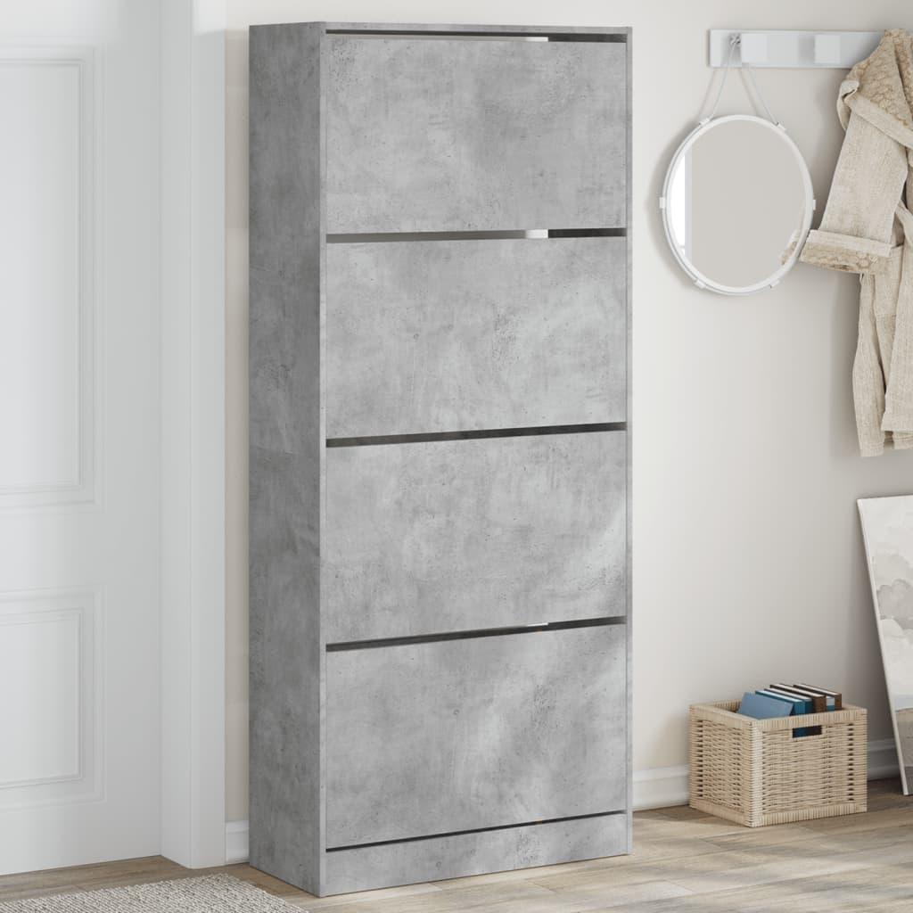 Skoskab med 4 vippeskuffer 80x34x187,5 cm betongrå