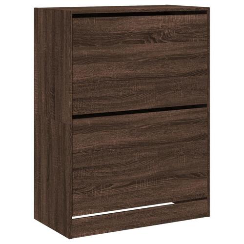Skoskab med 2 vippeskuffer 80x42x108 cm brun egetræsfarve