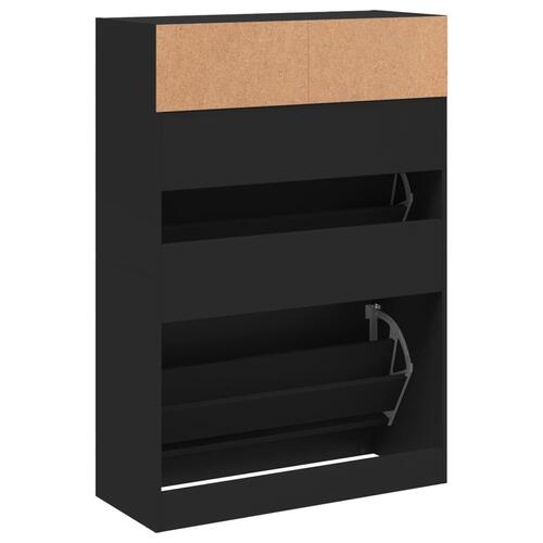 Skoskab med 2 vippeskuffer 80x34x116 cm sort