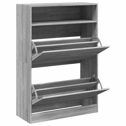 Skoskab med 2 vippeskuffer 80x34x116 cm grå sonoma-eg
