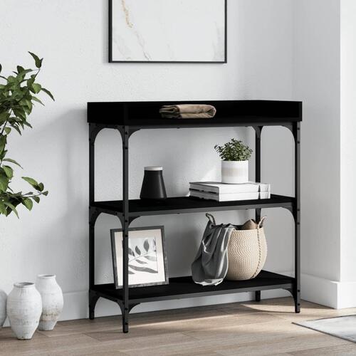 Konsolbord med hylder 75x30x80 cm sort
