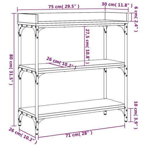 Konsolbord med hylder 75x30x80 cm sort