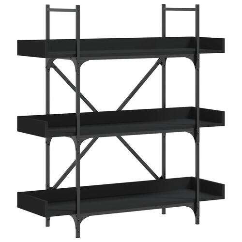 Bogreol med 3 hylder 100x33x108,5 cm konstrueret træ sort