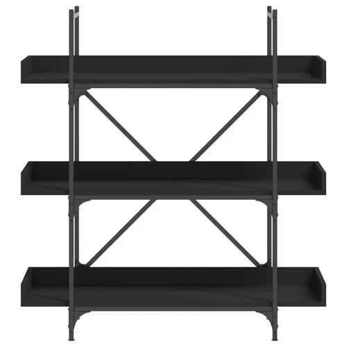 Bogreol med 3 hylder 100x33x108,5 cm konstrueret træ sort