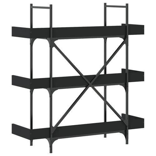 Bogreol med 3 hylder 100x33x108,5 cm konstrueret træ sort