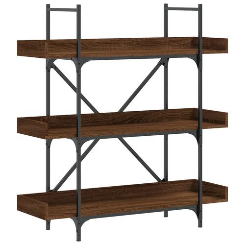 Bogreol med 3 hylder 100x33x108,5 cm konstrueret træ brun eg