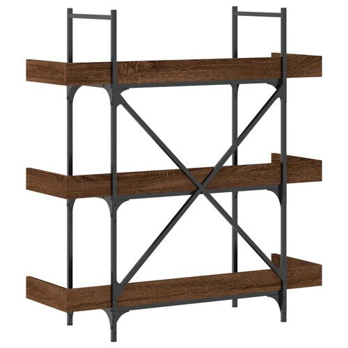 Bogreol med 3 hylder 100x33x108,5 cm konstrueret træ brun eg