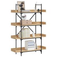 Bogreol med 4 hylder 100x33x145,5 cm konstrueret træ sonoma-eg