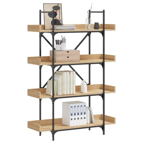 Bogreol med 4 hylder 100x33x145,5 cm konstrueret træ sonoma-eg
