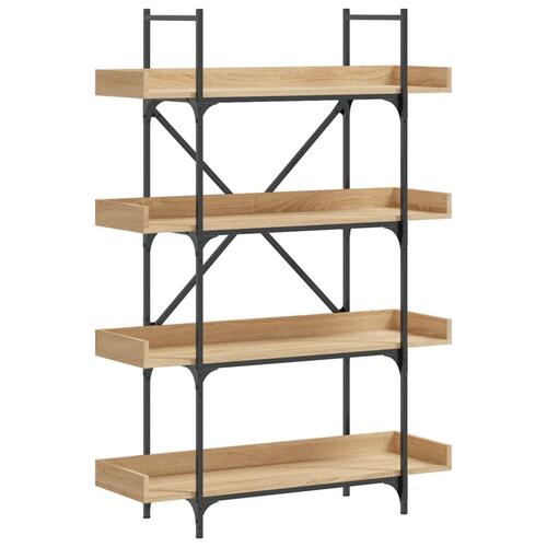 Bogreol med 4 hylder 100x33x145,5 cm konstrueret træ sonoma-eg