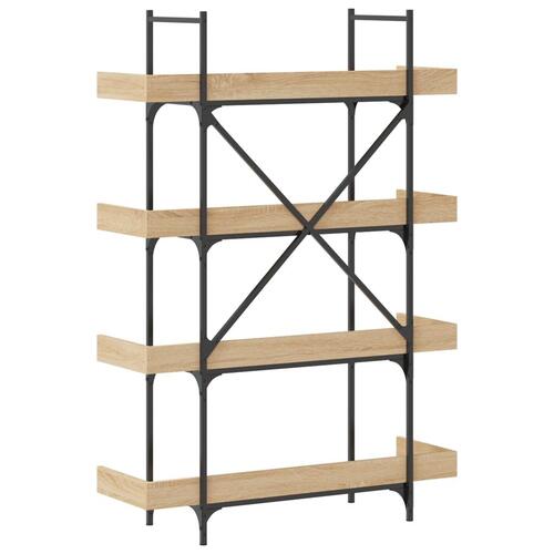 Bogreol med 4 hylder 100x33x145,5 cm konstrueret træ sonoma-eg