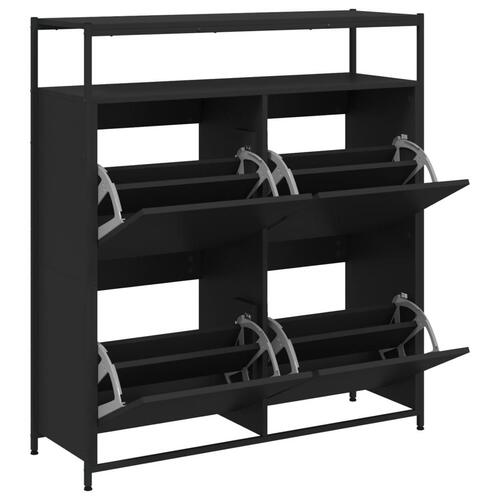 Skoskab med 4 vippeskuffer 100x34x112 cm sort