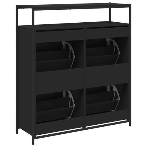 Skoskab med 4 vippeskuffer 100x34x112 cm sort
