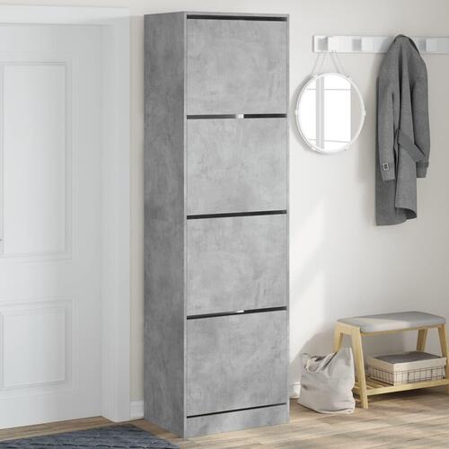 Skoskab med 4 vippeskuffer 60x42x204 cm betongrå