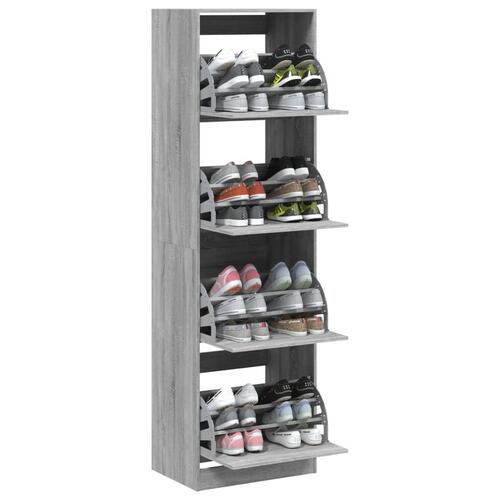 Skoskab med 4 vippeskuffer 60x42x108 cm grå sonoma-eg