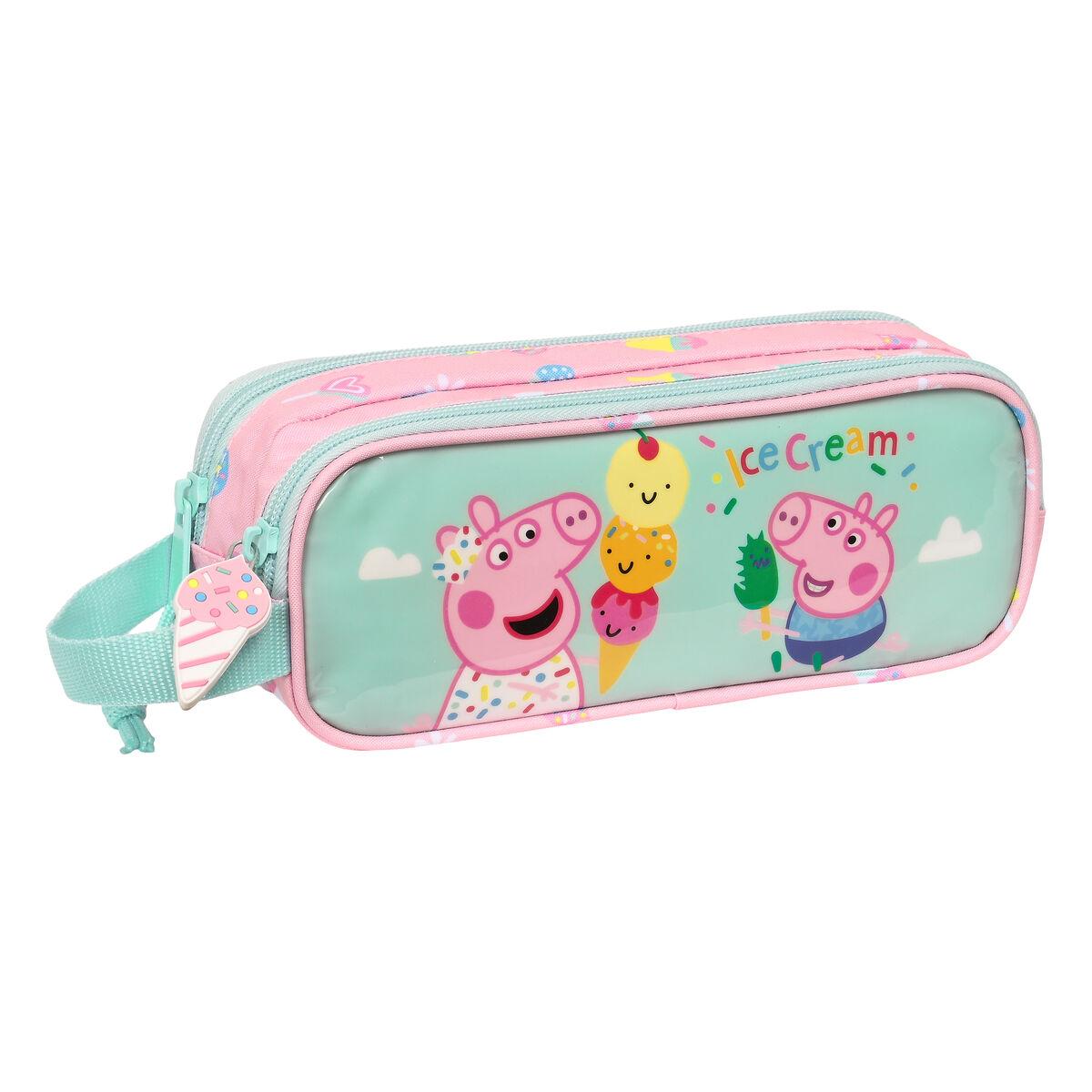 Dobbelt carry-all Peppa Pig Ice cream Pink Mint 21 x 8 x 6 cm